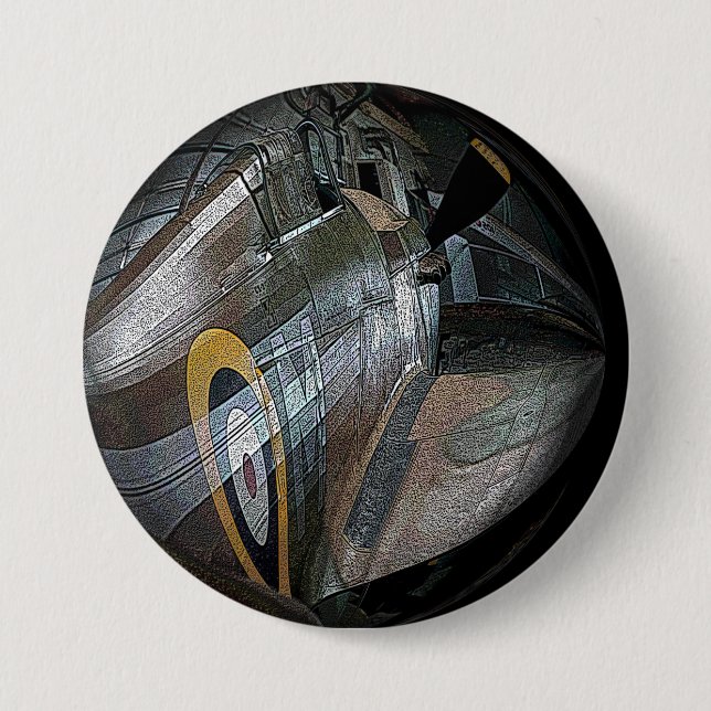 WW2 World War 2 Airplane Plane in Steampunk Style 3 Inch Round Button (Front)