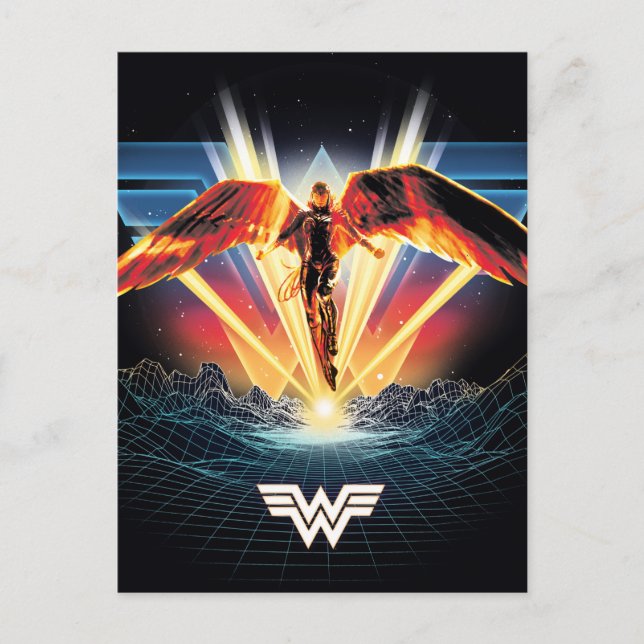 WW84 | 80's Retrowave Wonder Woman Graphic Invitation Postcard (Front)
