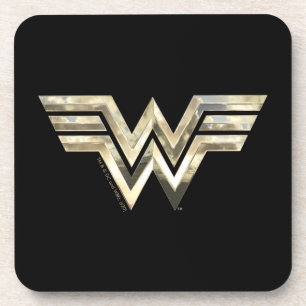 WW84   Golden Wonder Woman Logo Coaster