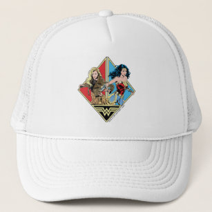WW84   Retro Comic Barbara Minerva & Wonder Woman Trucker Hat