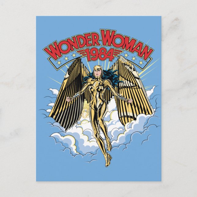 WW84 | Retro Comic Gold Armour Wonder Woman Invitation Postcard (Front)