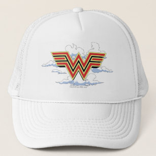 WW84   Retro Comic Wonder Woman Logo Cloud Pattern Trucker Hat