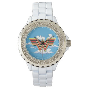 WW84   Retro Comic Wonder Woman Logo Cloud Pattern Watch