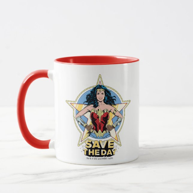 WW84 | Save The Day Wonder Woman Retro Comic Art Mug (Left)