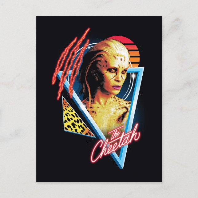 WW84 | The Cheetah Retrowave Character Badge Invitation Postcard (Front)