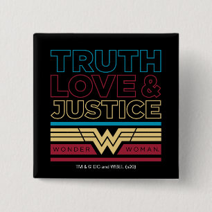 WW84   Truth Love & Justice Pattern 2 Inch Square Button
