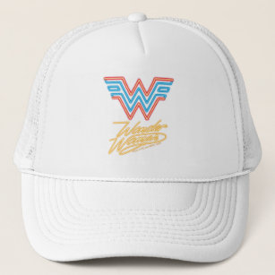 WW84   Wonder Woman Neon Light Logo Trucker Hat