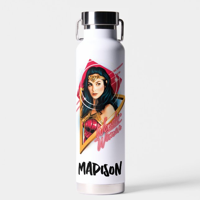 WW84 | Wonder Woman Retrowave | Add Your Name Water Bottle (Front)