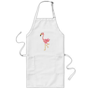 WW- Funny Flamingo Primitive Art Cartoon Long Apron