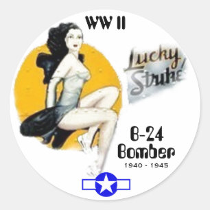 WW II B-24 Nose Art Classic Round Sticker