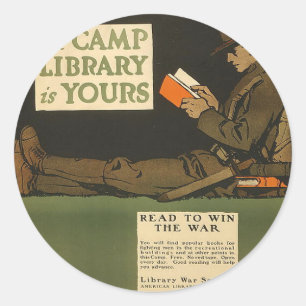 WWI Camp Library Classic Round Sticker