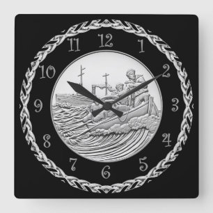 WWI Centennial Medal Coast Guard Coin ~ Square Wall Clock