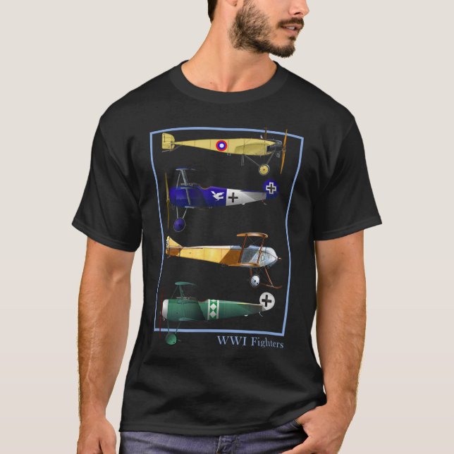 WWI Fighters Airplanes Vintage T-Shirt (Front)
