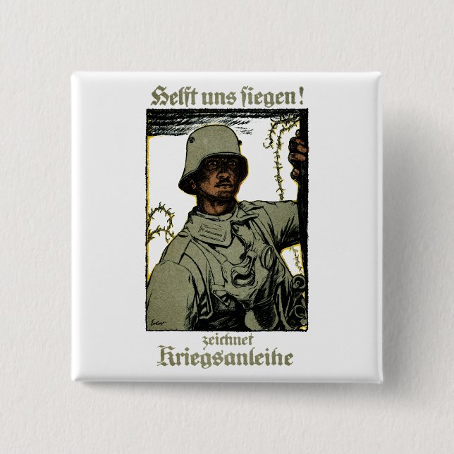 WWI German War Bond Poster 2 Inch Square Button (Front)