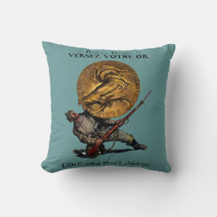 WWI Gold for French Victory Throw Pillow