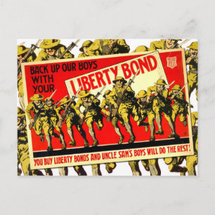 WWI Liberty Bond poster with soldiers Postcard