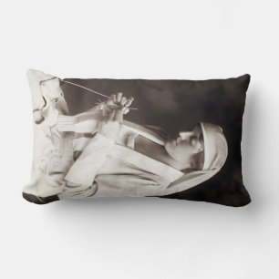 WWI Nurse knitting Sweater Lumbar Pillow