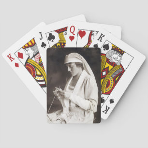 WWI Nurse knitting Sweater Playing Cards