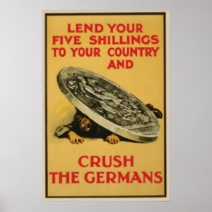 WWI Propaganda Poster Crush the Germans British