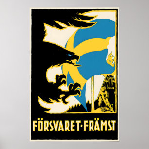 WWI Propaganda Poster Sweden National Defence