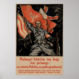 WWI Recruitment Poland Under one flag World war 1 Poster