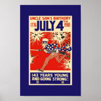 WWI vintage UNCLE SAM 4 JUILLET 1918 Poster de gue