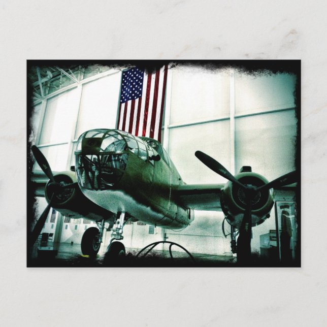 WWII Airplane American Flag Patriotic Postcards (Front)