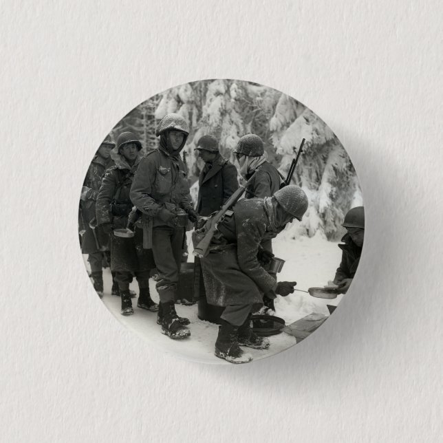 WWII American Soldiers in Belgium 1 Inch Round Button (Front)