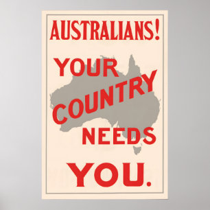 WWII Australia Propaganda Poster Your Country