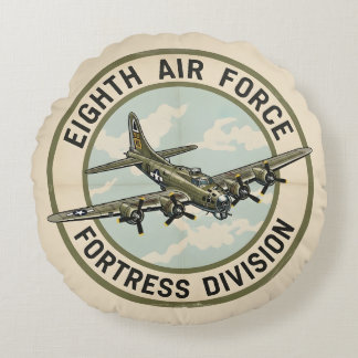 WWII B-17 Eighth Air Force Fortress Division Round Pillow