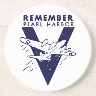 WWII Blue Remember Pearl Harbour Coaster