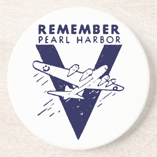WWII Blue Remember Pearl Harbour Coaster (Front)