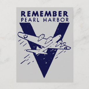 WWII Blue Remember Pearl Harbour Postcard