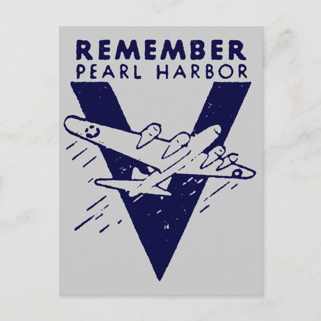 WWII Blue Remember Pearl Harbour Postcard (Front)