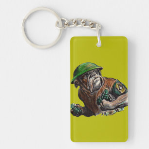 WWII bulldog dog soldier Sgt. Rover Keychain
