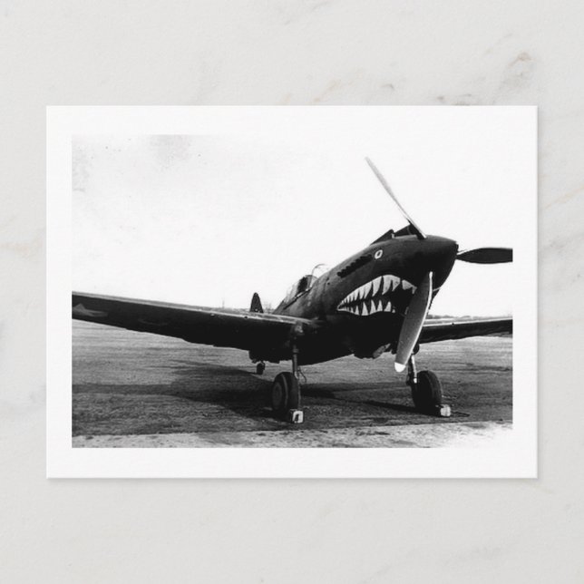WWII Flying Tigers Curtiss P-40 Fighter Plane Postcard (Front)