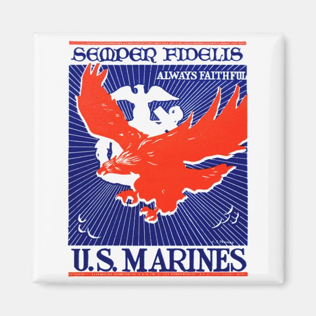 WWII Marine Corps Poster Magnet (Front)