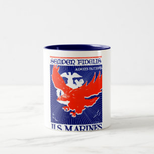 WWII Marine Corps Poster Two-Tone Coffee Mug