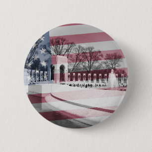 WWII Memorial with Flag Overlay 2 Inch Round Button