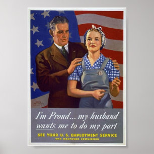 WWII Patriotic Poster  / Civilian Jobs