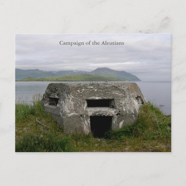 WWII Pillbox on the beach, Dutch Harbour, AK Postcard (Front)