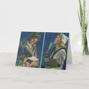 WWII pilot and nurse long distance romance Card