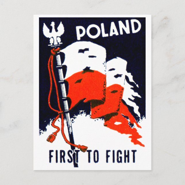 WWII Poland, First to Fight Poster Postcard (Front)