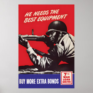 WWII Propaganda Poster He needs equipment US Army