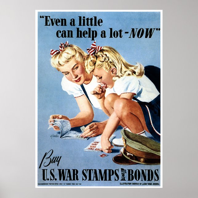 WWII Ration Stamps & War Bonds Poster (Front)
