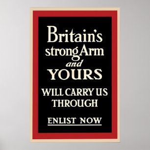 WWII Recruitment Poster Britain's Strong Arms