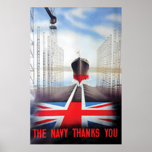 WWII Royal Navy Poster, British Patriotism Art Poster