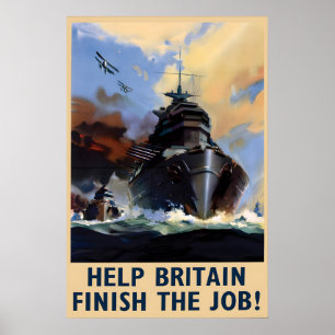 WWII Royal Navy Poster Help Britain Finish the Job
