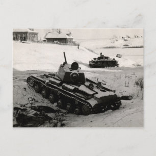 WWII Russian and German Tanks Postcard