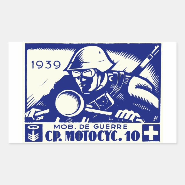 WWII Swiss Motorcycle Company, blue Sticker (Front)